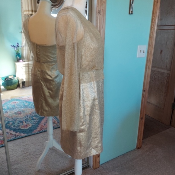 CLOSET CLOSING ELIE TAHARI Shimmer One Shoulder Dress - Picture 4 of 9